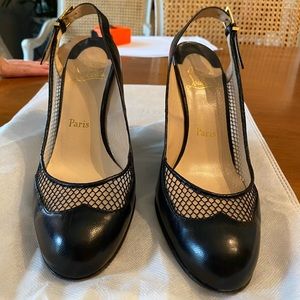 Black Loubitoun Wedge with Mesh Accent